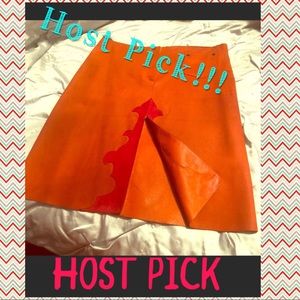 VIVIENNE TAM burnt orange leather skirt